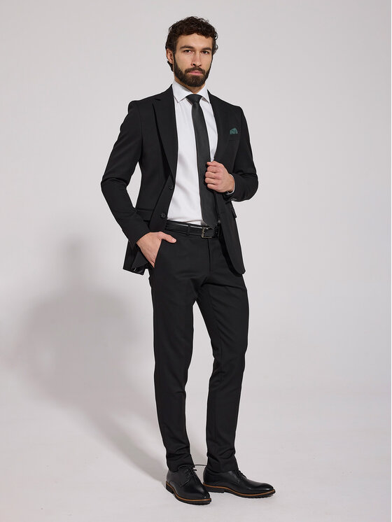VILLARO VILLARO Garnitur GAR005 Czarny Slim Fit