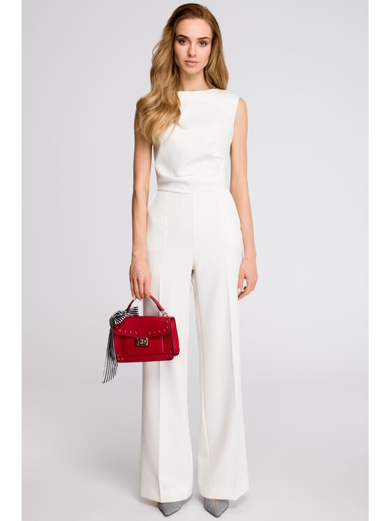Stylove Stylove Kombinezon S115 Biały Wide Leg