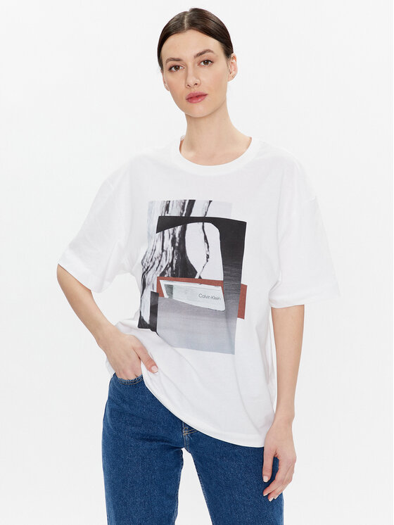 Calvin Klein Calvin Klein T-Shirt Photo Print Graphic K20K204995 Bílá Relaxed Fit