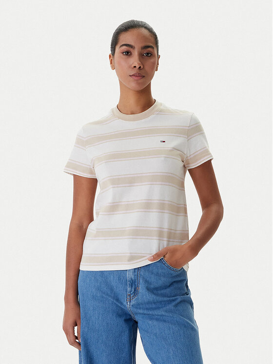 Tommy Jeans Tricou DW0DW21834 Bej Regular Fit