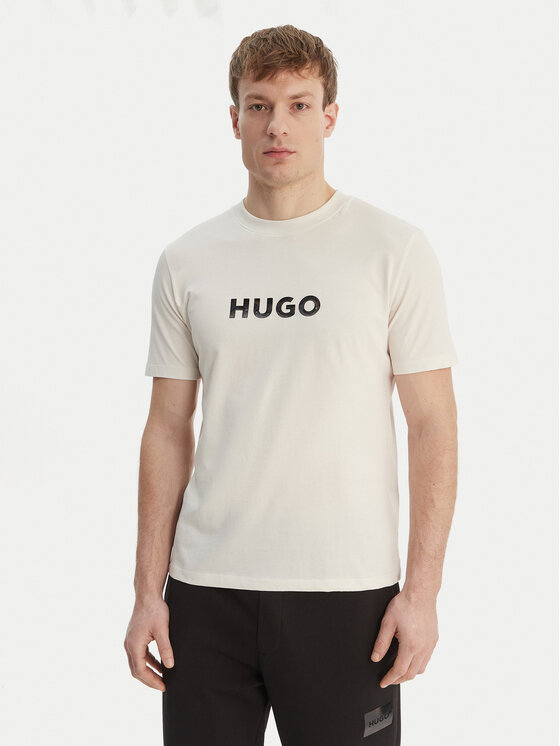 HUGO Tricou Dumeo 50557437 Écru Regular Fit