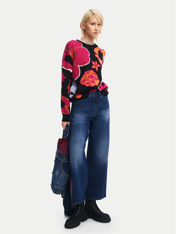 Desigual Desigual Jeans hlače Aimar 24WWDD18 Mornarsko modra Wide Leg