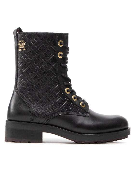 Botine Tommy Hilfiger Th Monogram Biker Boot FW0FW06817 Negru
