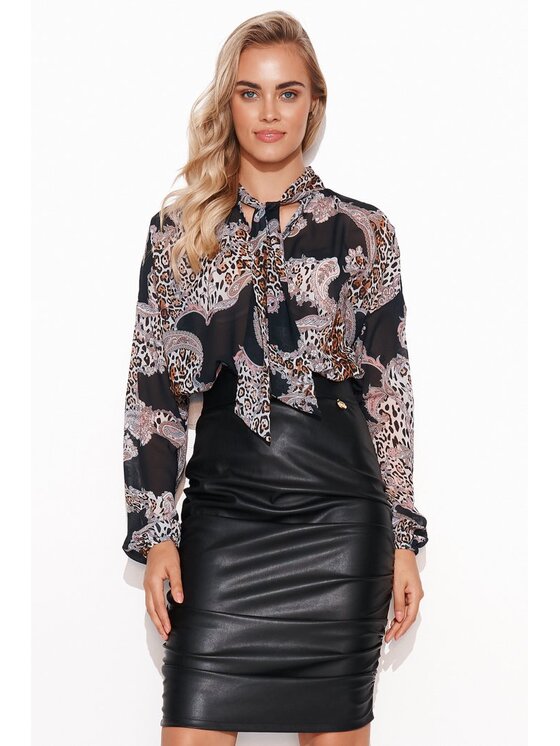 Makadamia Makadamia Bluzka M586 Czarny Comfortable Fit