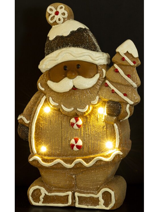 MIAhome MIAhome Figurka świętego Mikołaja LED 41x25x9 cm w czarnej czapce Kolorowy