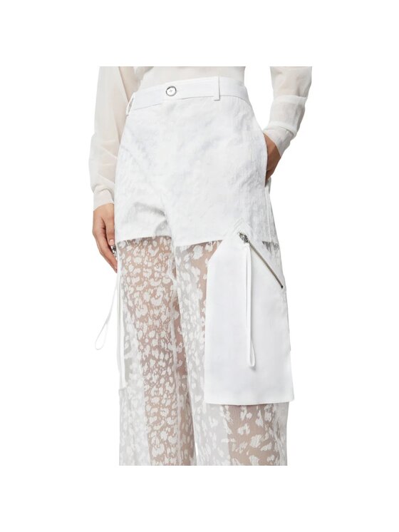 PINKO PINKO Spodnie damskie Hugo pantalone organza Biały Palazzo Fit