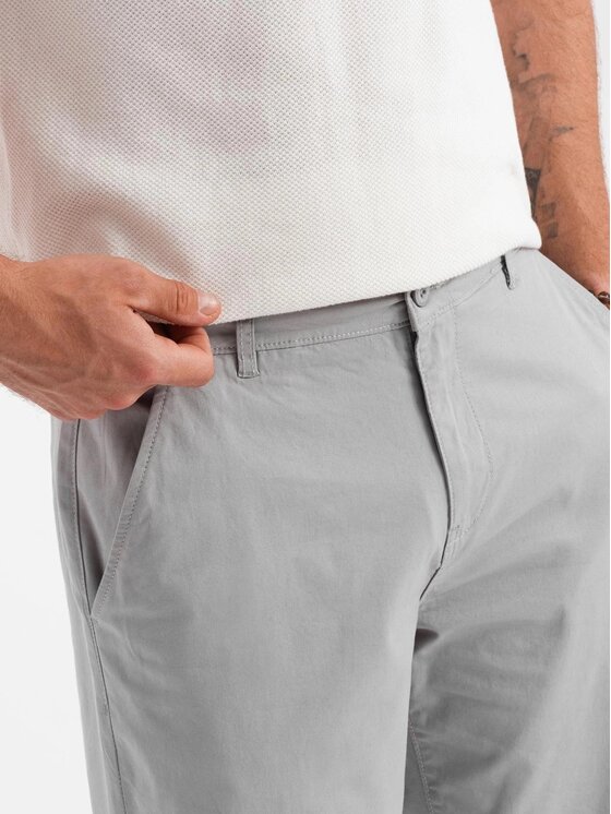 Ombre Ombre Szorty materiałowe OM-SRCS-0197 Szary Regular Fit
