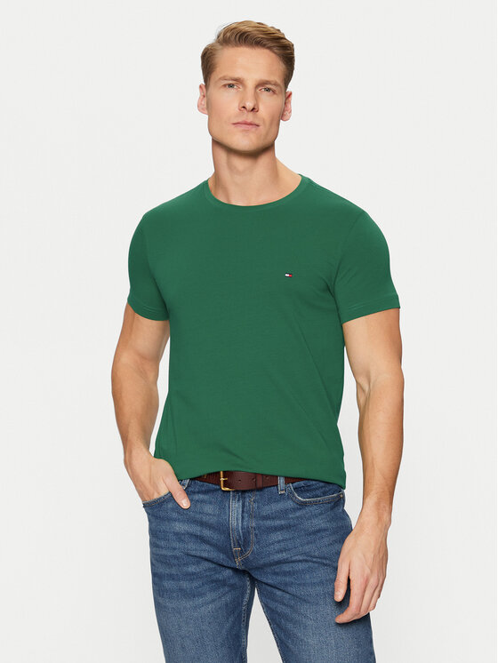 Tommy Hilfiger T-krekls MW0MW10800 Zaļš Slim Fit