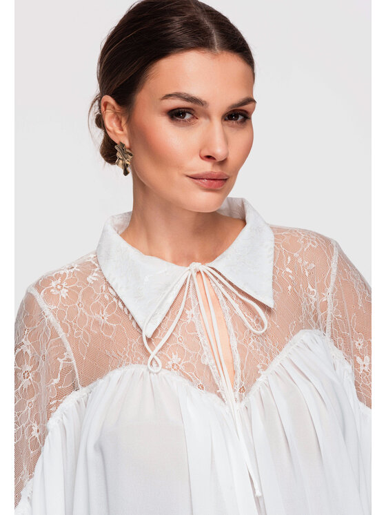 Ombre Ombre Bluzka OW-TS-E0026 Biały Loose Fit