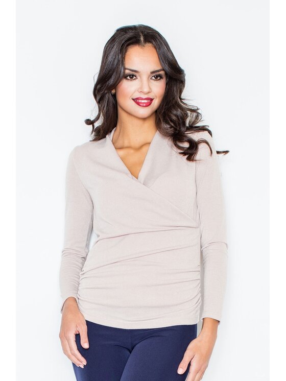 FIGL FIGL Sweter M247 Beżowy Regular Fit