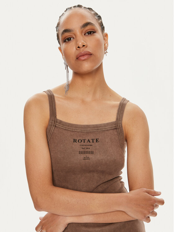 ROTATE ROTATE Sukienka letnia Vigdis 1124431705 Brązowy Slim Fit