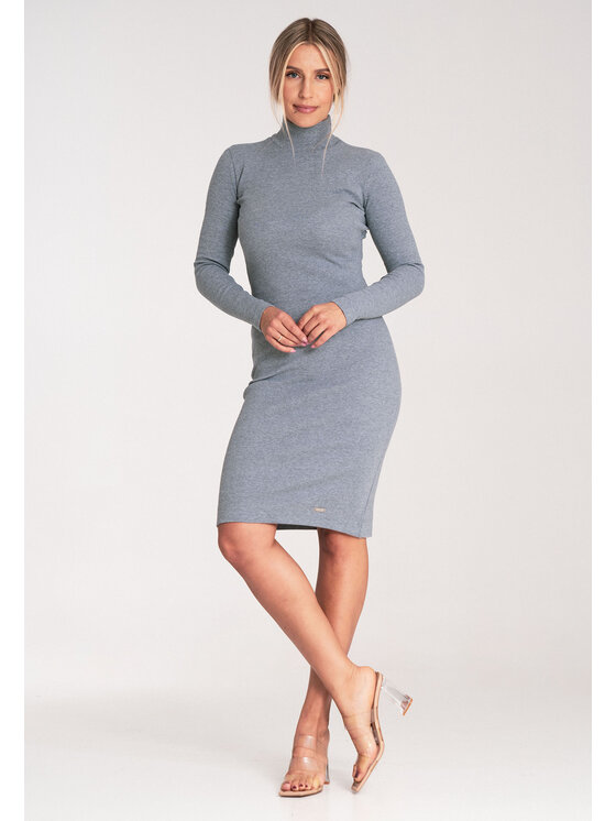FIGL FIGL Úpletové šaty M1042 Šedá Slim Fit