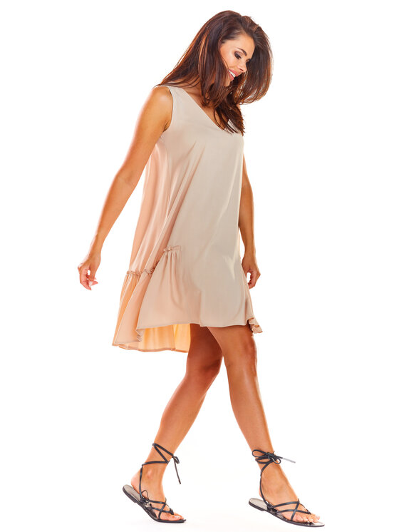 Awama Awama Sukienka letnia A285 Beżowy Basic Fit