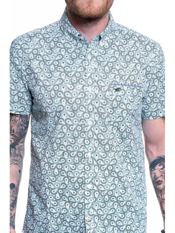 Mustang Mustang Camicia CHRIS BASIC AOP Bianco Slim Fit