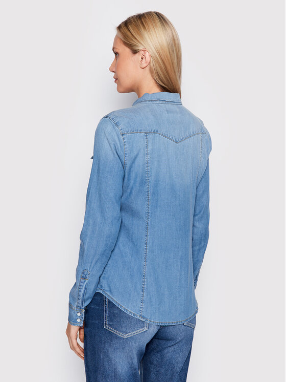 Guess Guess Сорочка W2GH75 D4NA1 Голубий Slim Fit