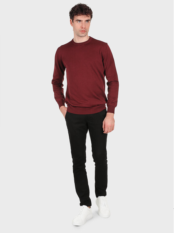 Evenemen Evenemen Sweter Round Neck Claret Bordowy Slim Fit
