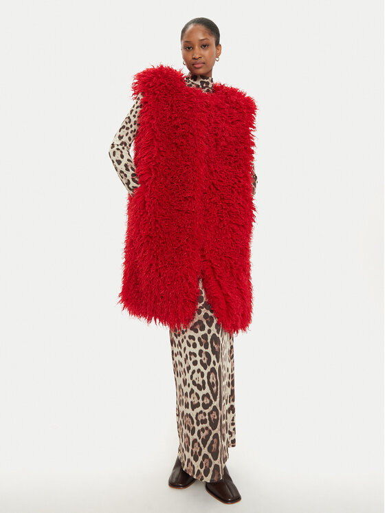 Just Cavalli Just Cavalli Brezrokavnik 77PAS428 Rdeča Loose Fit