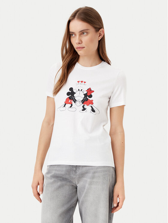 ONLY Póló Mickey 15317991 Fehér Regular Fit