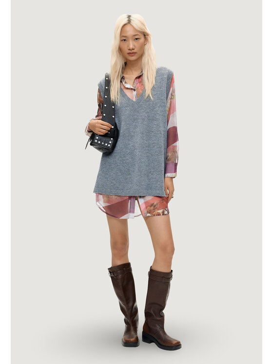 Desigual Desigual Φόρεμα καθημερινό VEST_NANTES Γκρι Casual Fit
