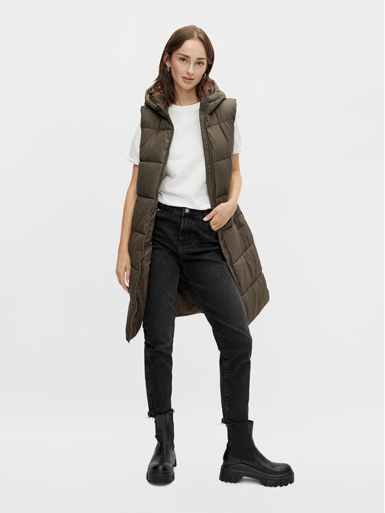 Pieces Pieces Bezrękawnik 17117414 Khaki Regular Fit