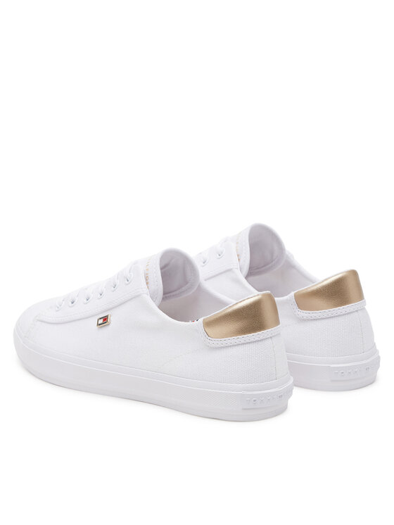 Tommy Hilfiger Tommy Hilfiger Laisvalaikio batai Vulc Canvas Lace Up Sneaker FW0FW08647 Balta