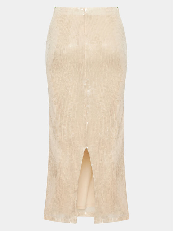 Gina Tricot Gina Tricot Spódnica ołówkowa Sequin maxi skirt 20447 Écru Regular Fit