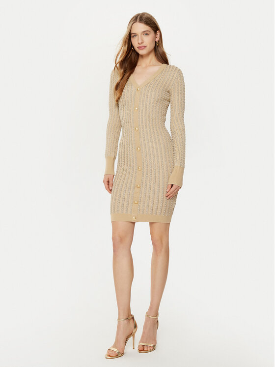 Guess Guess Sukienka dzianinowa W5RK09 Z3KT0 Beżowy Bodycon Fit