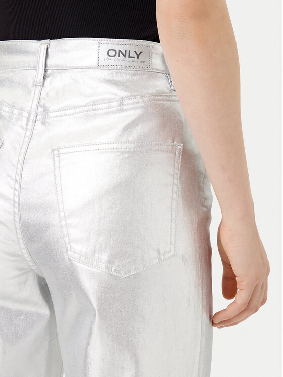 ONLY ONLY Traperice Juicy 15331673 Srebrna Wide Leg