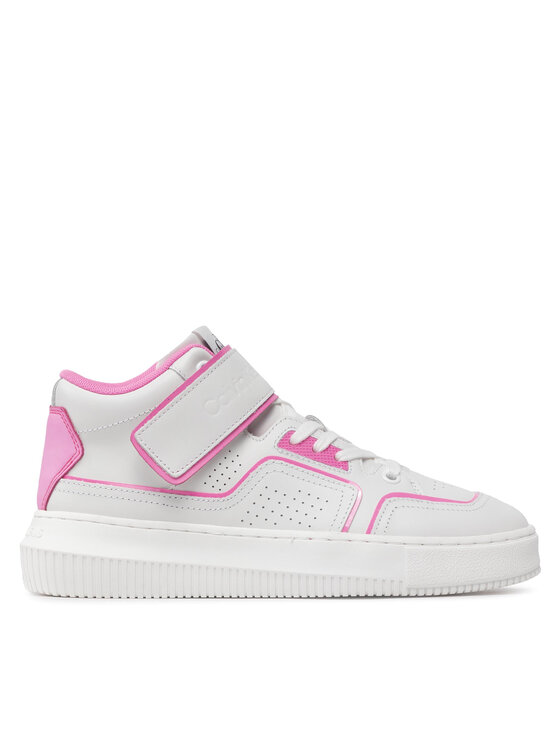 Sneakers Calvin Klein Jeans Chunky Cupsole Laceup Mid YW0YW00691 White/Neon Pink 0LA