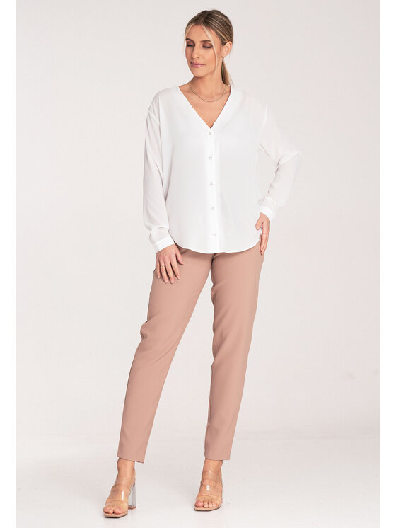 FIGL FIGL Dámske nohavice M1072 Béžová Regular Fit