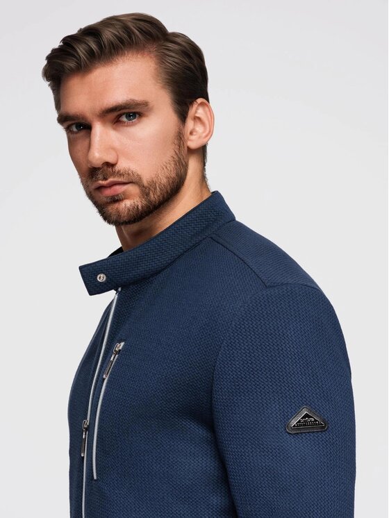 Ombre Ombre Kurtka przejściowa OM-JANP-0229 Niebieski Regular Fit