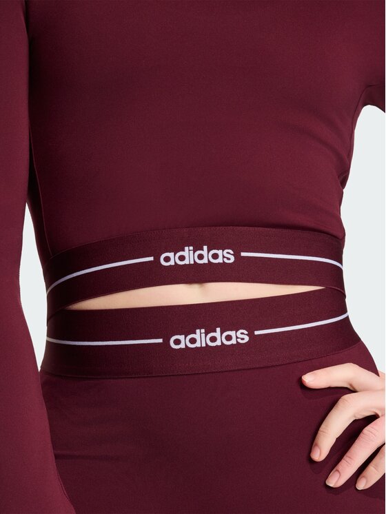 adidas adidas Bluzka Hyperglam Cropped Bordowy Fitted Fit