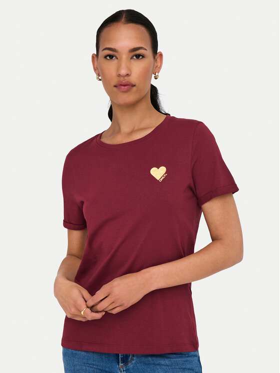 ONLY ONLY Tričko Kita 15244714 Bordová Regular Fit