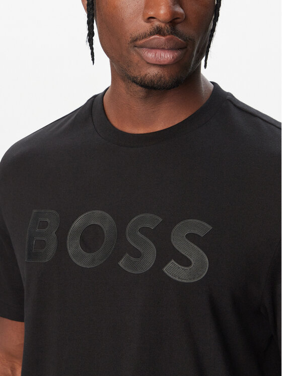 BOSS BOSS Футболка Structure Logo 50566883 Чорний Regular Fit