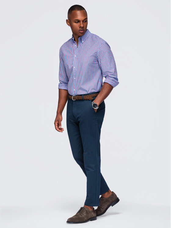 Ombre Ombre Chinosy OM-PACP-0308 Granatowy Slim Fit