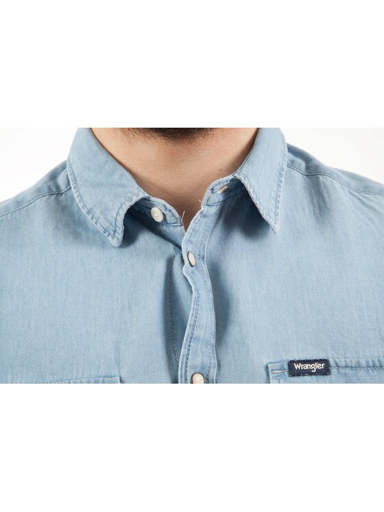 Wrangler Wrangler Koszula LS DENIM SHIRT Niebieski Regular Fit