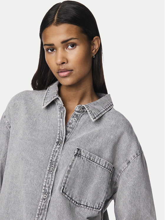 Pieces Pieces Jeans srajca 17150991 Siva Oversize