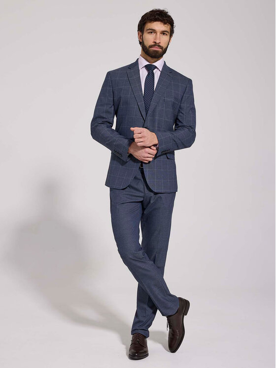 VILLARO VILLARO Marynarka MAR507 Niebieski Slim Fit