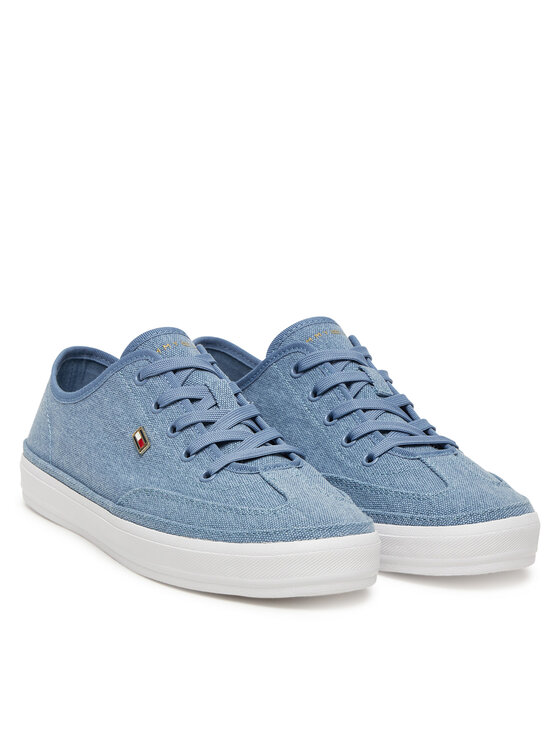 Tommy Hilfiger Tommy Hilfiger Laisvalaikio batai Washed Canvas Vulc Sneaker FW0FW08894 Mėlyna