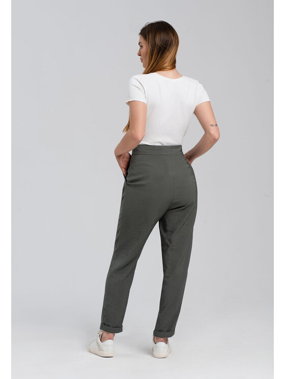 Look Made With Love Look Made With Love Spodnie damskie Look 245 Nature Khaki Cigarette Fit