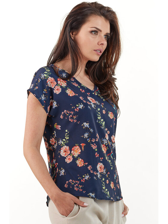 Awama Awama Blusa L067 Blu scuro Basic Fit