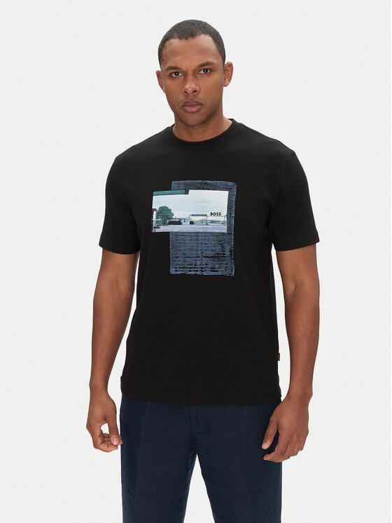BOSS BOSS T-shirt Te_Ontheway 50539180 Crna Regular Fit