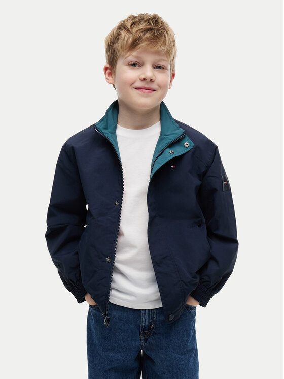 Tommy Hilfiger Tommy Hilfiger Bunda pro přechodné období Flag KB0KB10457 Tmavomodrá Regular Fit