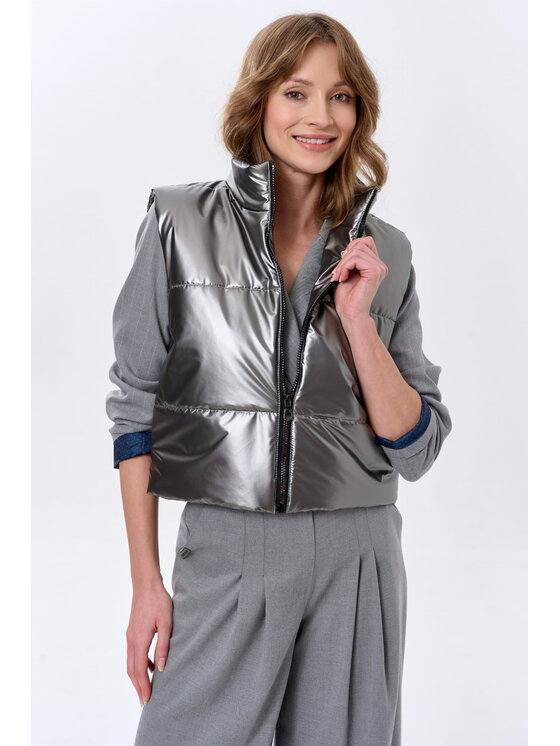 blue shadow blue shadow Bezrękawnik Andromeda Srebrny Regular Fit