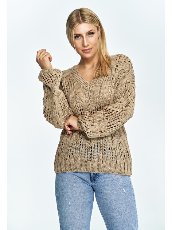 FIGL FIGL Sweter M910 Brązowy Oversize