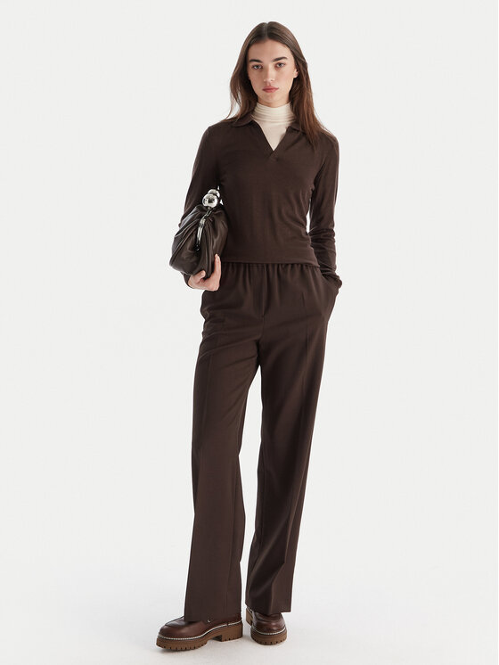 Weekend Max Mara Weekend Max Mara Pantaloni di tessuto Petra 2525136032 Marrone Regular Fit