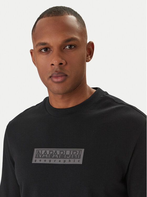 Napapijri Napapijri Longsleeve S-Box Logo NP0A8BC5 Czarny Regular Fit