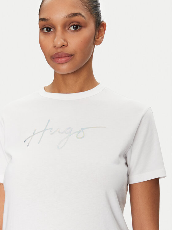 HUGO HUGO Tricou Damacia 50535491 Alb Regular Fit