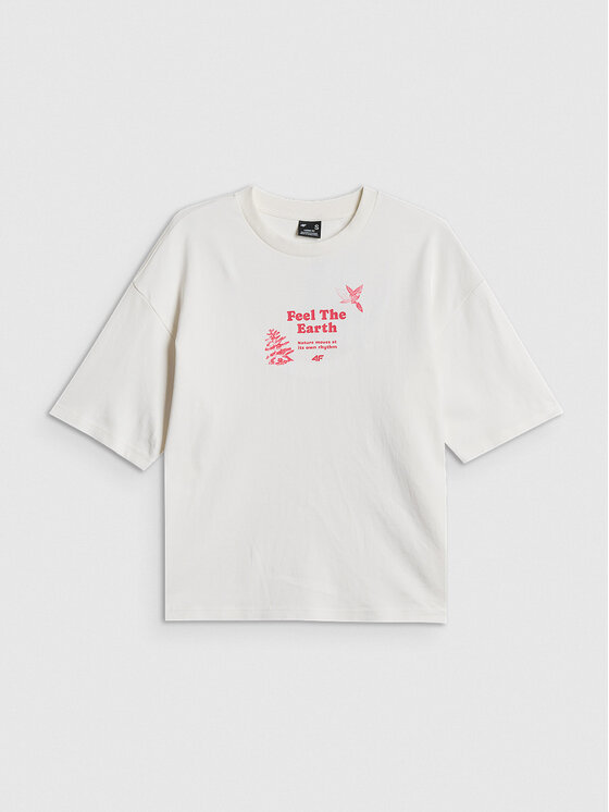 4F 4F T-Shirt CAMP Biały Regular Fit
