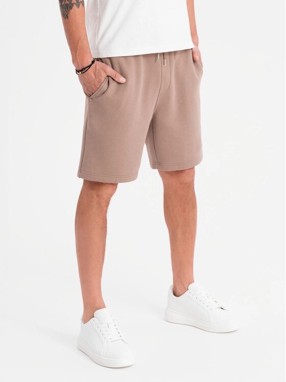 Ombre Ombre Šortky z materiálu OU-SRBC-0101 Hnědá Loose Fit